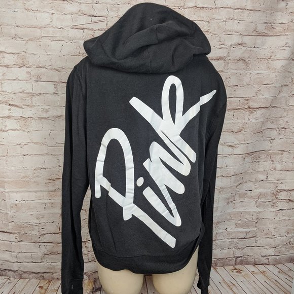 PINK Victoria's Secret Tops - PINK Victoria's Secret Cursive Hoodie Full Zip